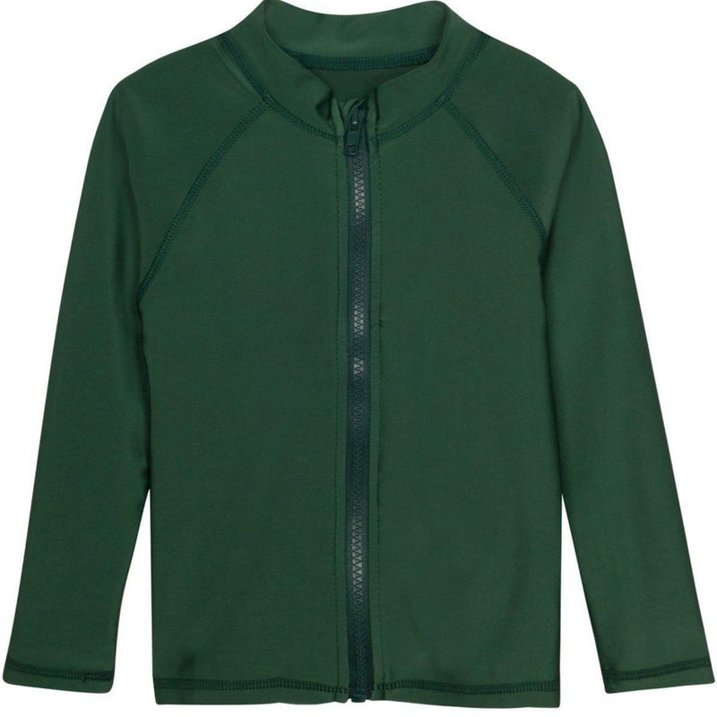 SwimZip UPF 50+ Long Sleeve Rash Guard for Boys and Girls - Baby, Toddler, Kids Hunter Green - Image 1
